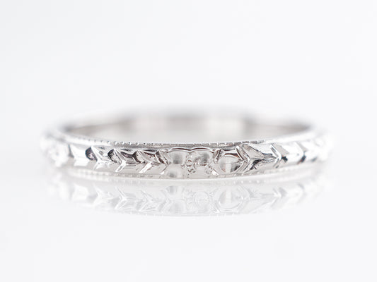 Vintage Art Deco Orange Blossom Wedding Band in 18k