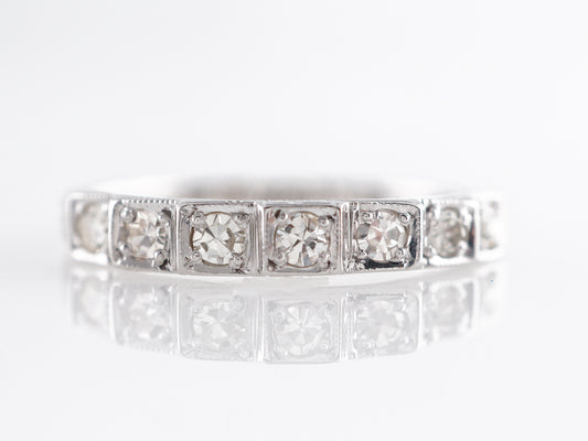 Vintage Deco Single Cut Diamond Wedding Band in 18k