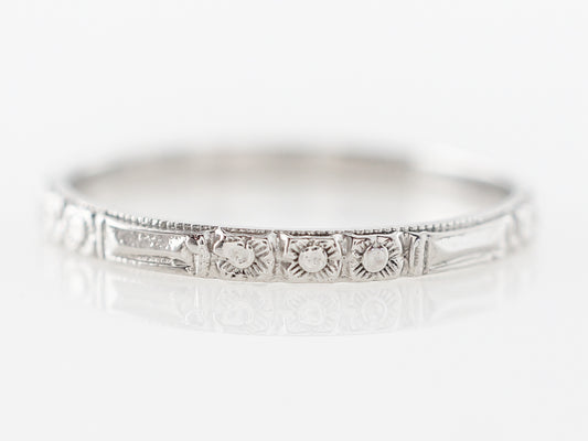 Art Deco Style Orange Blossom Wedding Band in Platinum