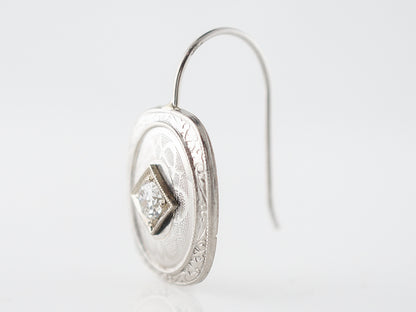 Art Deco Diamond Dangle Earrings in 14k White Gold