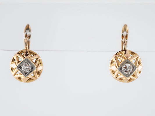 Vintage Earrings Mid-Century .40 Old European Cut Diamonds in 18k Yellow Gold