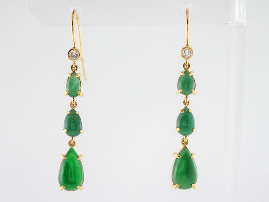 Vintage Jade Earrings w/ Diamonds in 14k Yellow Gold