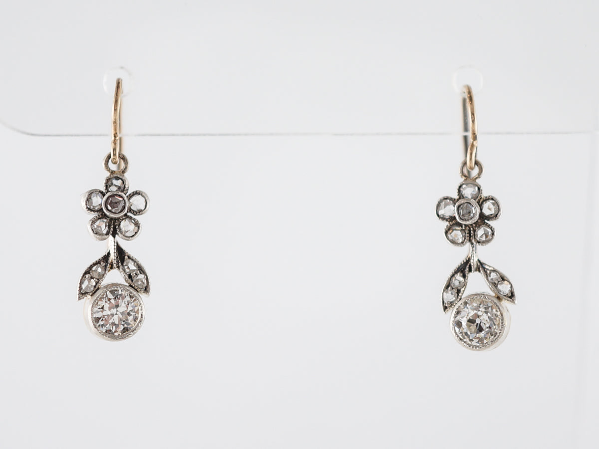 Vintage Victorian Diamond Earrings w/ Rose & Euro Diamonds