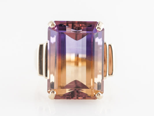 Vintage Emerald Cut Ametrine Cocktail Ring in Yellow Gold