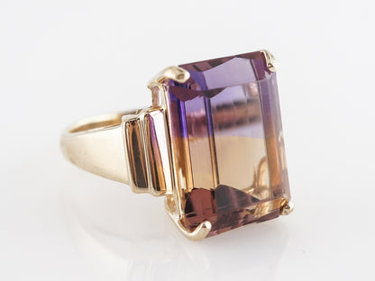Vintage Emerald Cut Ametrine Cocktail Ring in Yellow Gold