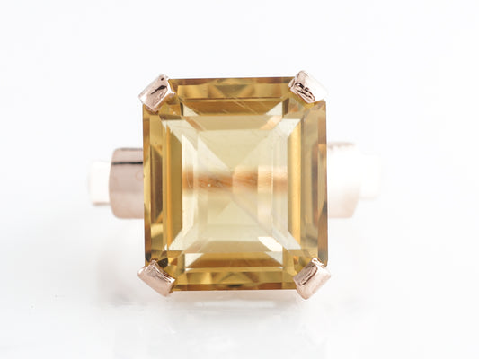 Vintage Emerald Cut Citrine Cocktail Ring in 14k Rose Gold