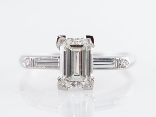 Vintage Emerald Cut Diamond Engagement Ring in Platinum
