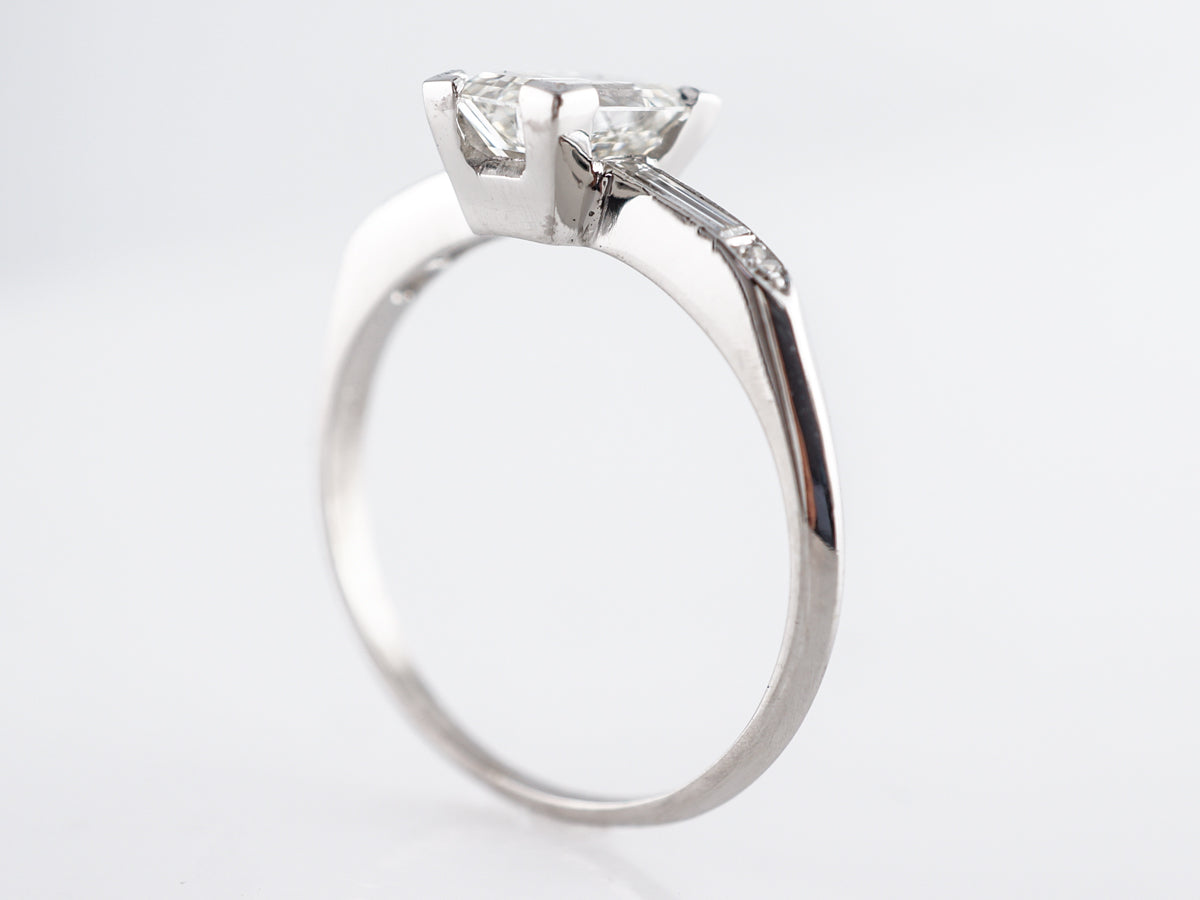 Vintage Emerald Cut Diamond Engagement Ring in Platinum