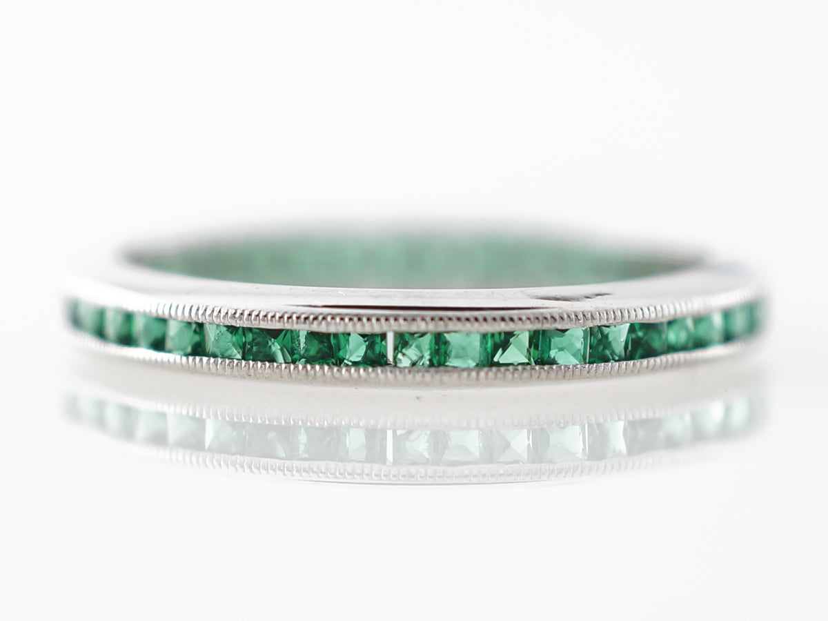 Vintage Emerald Eternity Band Mid-Century in White Gold