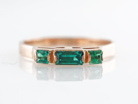 Simple Vintage Emerald Ring in 14k Rose Gold