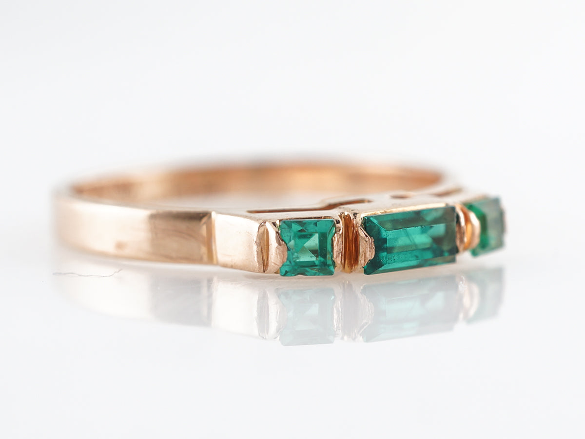 Simple Vintage Emerald Ring in 14k Rose Gold