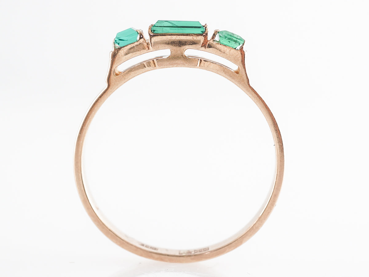 Simple Vintage Emerald Ring in 14k Rose Gold