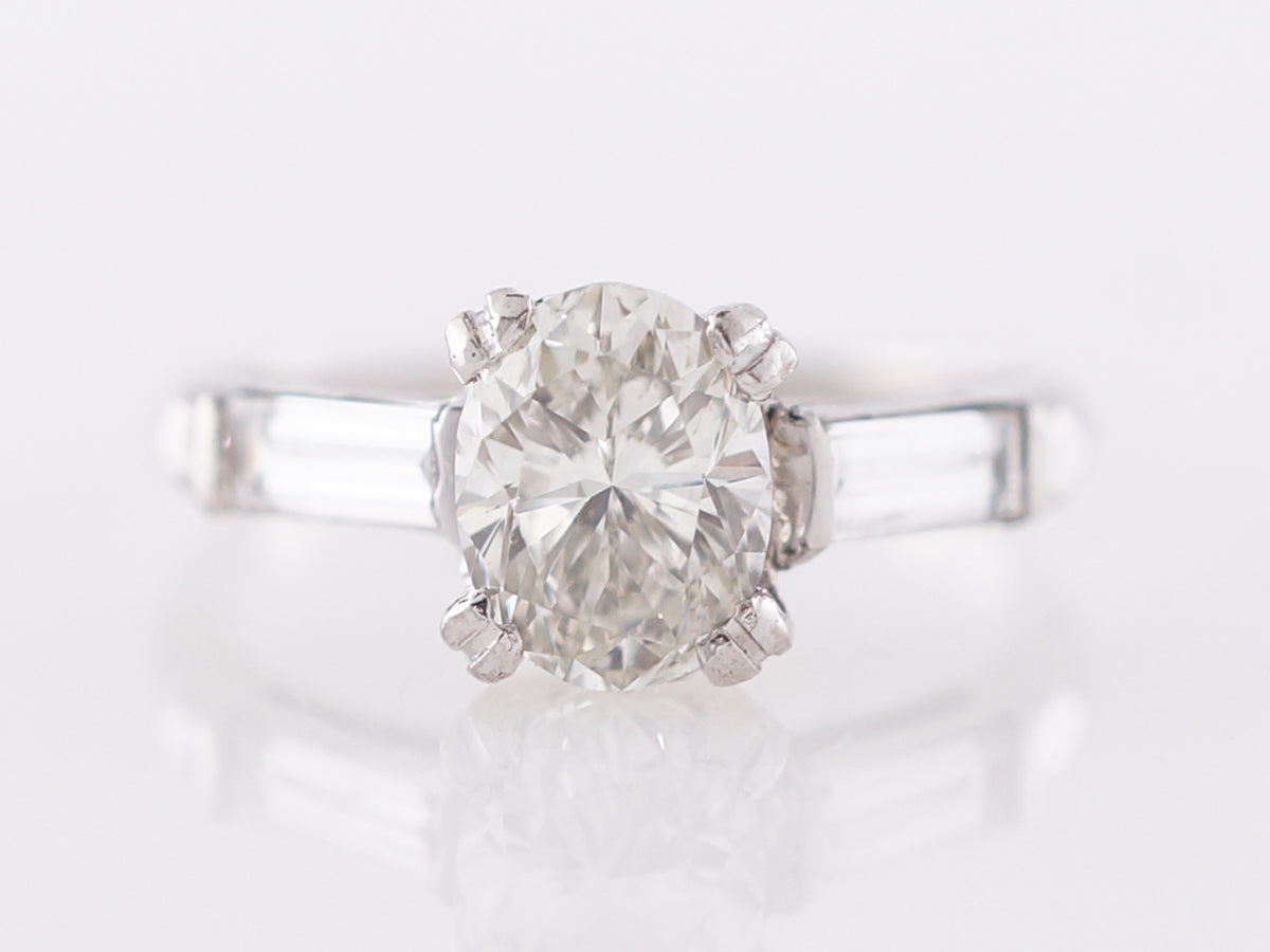 1950's Oval Cut Diamond Engagement Ring in Platinum