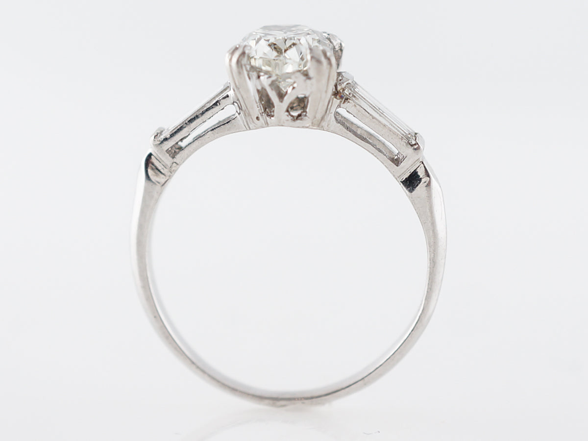 1950's Oval Cut Diamond Engagement Ring in Platinum