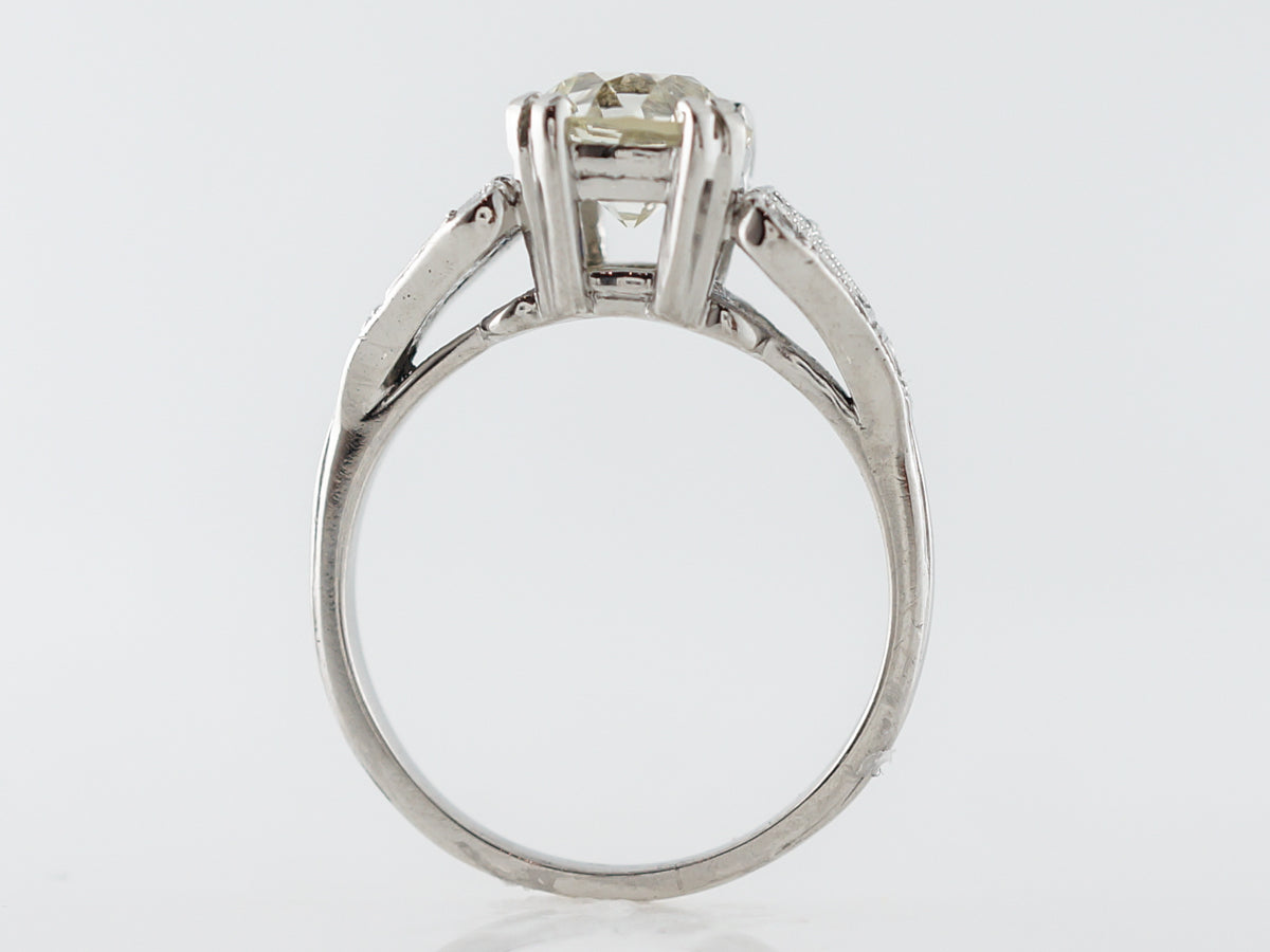 1.5 Carat Old Euro Diamond Engagement Ring Art Deco