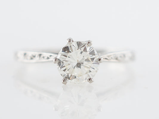 Vintage Art Deco Solitaire Diamond Engagement Ring in Platinum