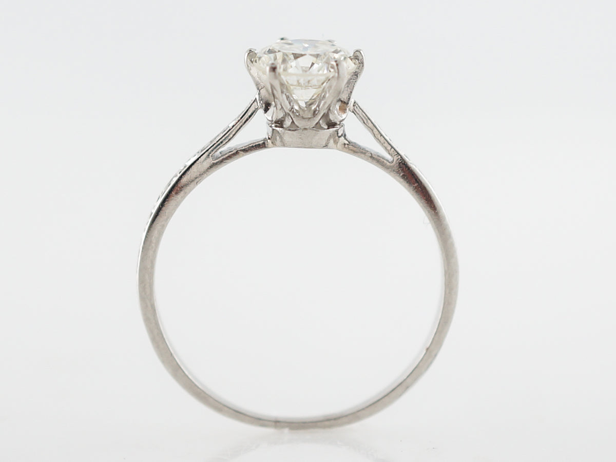 Vintage Art Deco Solitaire Diamond Engagement Ring in Platinum