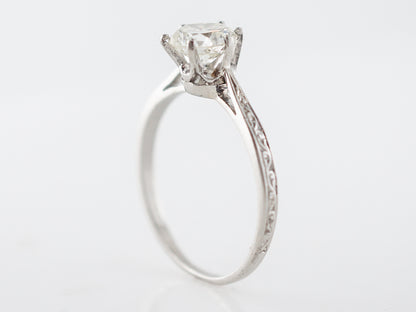 Vintage Art Deco Solitaire Diamond Engagement Ring in Platinum