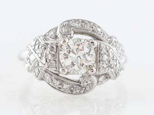 Vintage Art Deco Old European Cut Diamond Engagement Ring in Platinum