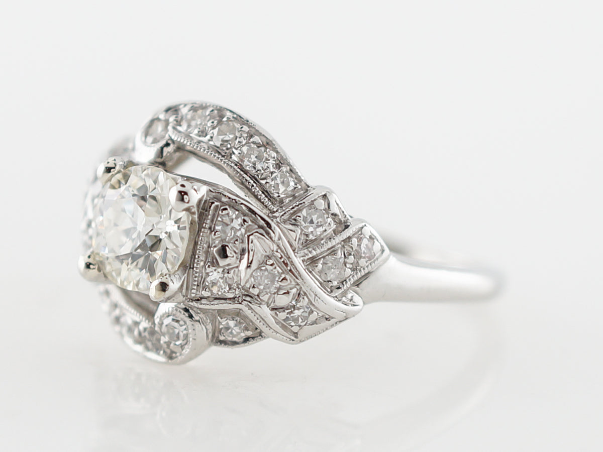 Vintage Art Deco Old European Cut Diamond Engagement Ring in Platinum
