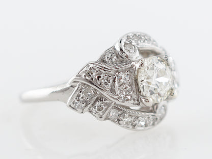 Vintage Art Deco Old European Cut Diamond Engagement Ring in Platinum