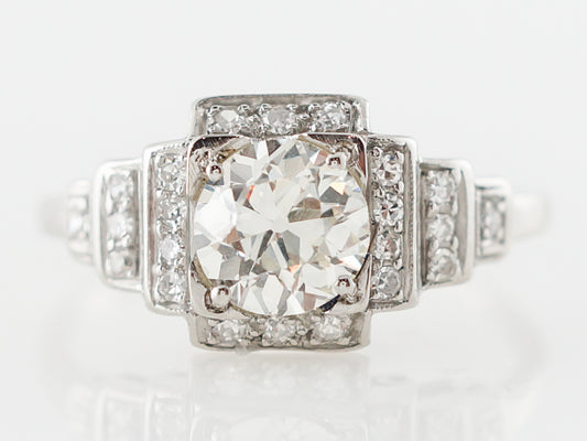 Vintage Art Deco Old European Cut Diamond Step Engagement Ring in Platinum