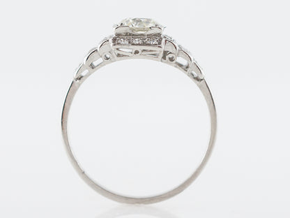Vintage Art Deco Old European Cut Diamond Step Engagement Ring in Platinum
