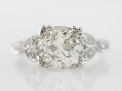 2.81 Carat Old European Cut Diamond Art Deco Engagement Ring