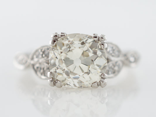 2.81 Carat Old European Cut Diamond Art Deco Engagement Ring