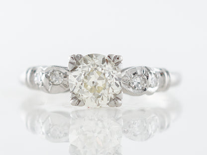 Vintage Art Deco Solitaire Diamond Engagement Ring Platinum