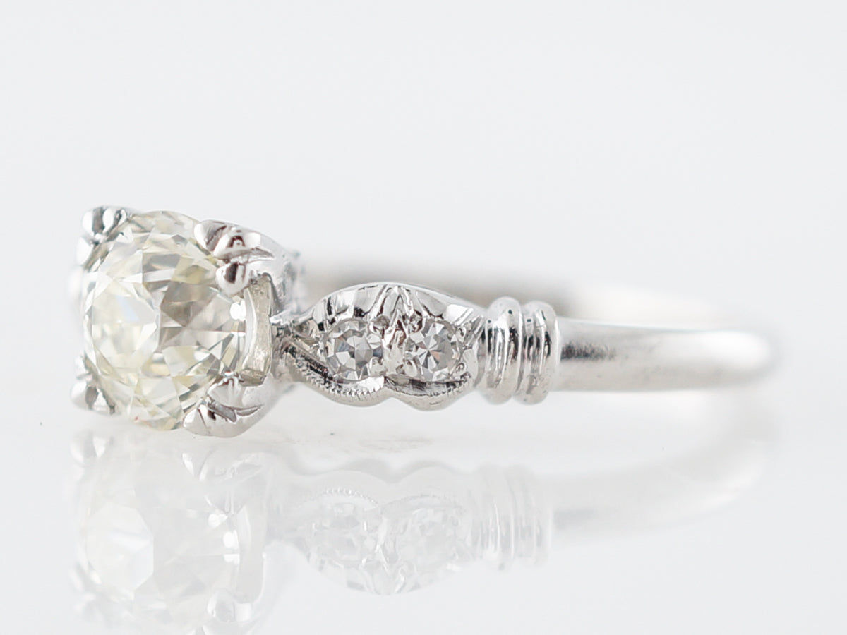 Vintage Art Deco Solitaire Diamond Engagement Ring Platinum