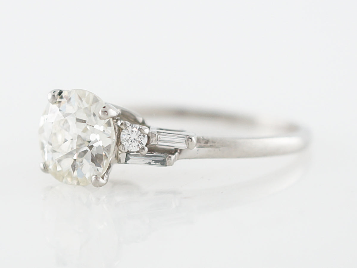 1.5 Carat Art Deco Old European Cut Diamond Engagement Ring in Platinum