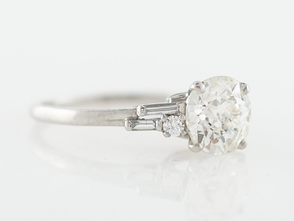 1.5 Carat Art Deco Old European Cut Diamond Engagement Ring in Platinum
