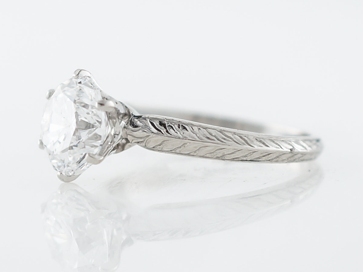 EGL 1920s Antique Art Deco Solid Platinum 9.02ct Diamond Engagement Ring