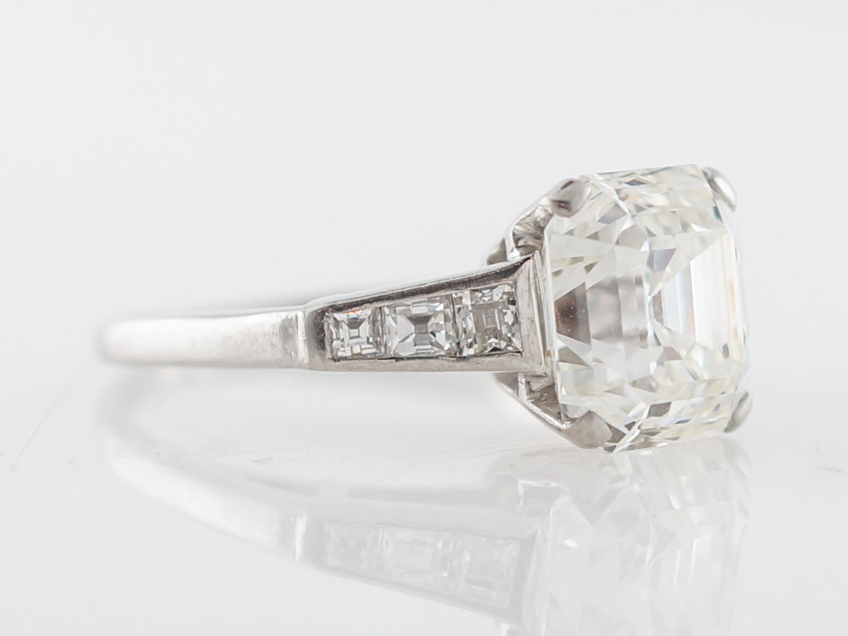 4 Carat Asscher Cut Vintage Art Deco Diamond Ring
