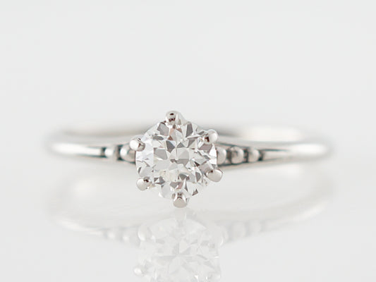 Half Carat Vintage Edwardian Solitaire Diamond Engagement Ring in Platinum