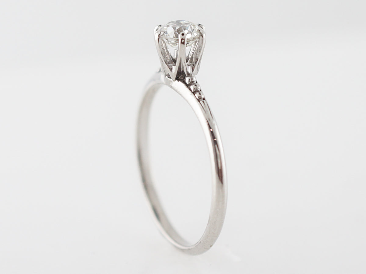 Half Carat Vintage Edwardian Solitaire Diamond Engagement Ring in Platinum