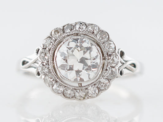 Vintage Edwardian Diamond Cluster Engagement Ring in Platinum