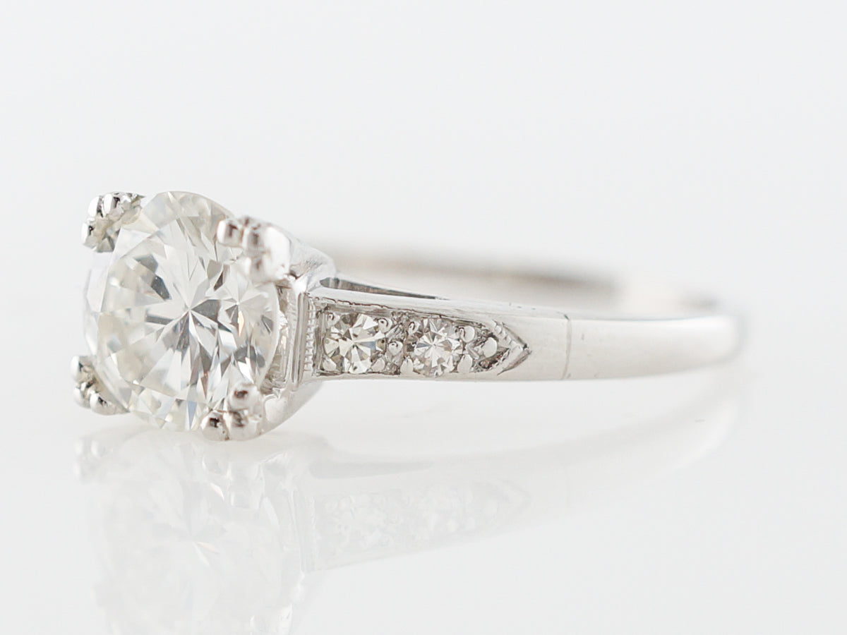 1.10 Vintage Art Deco Solitaire Diamond Engagement Ring in Platinum