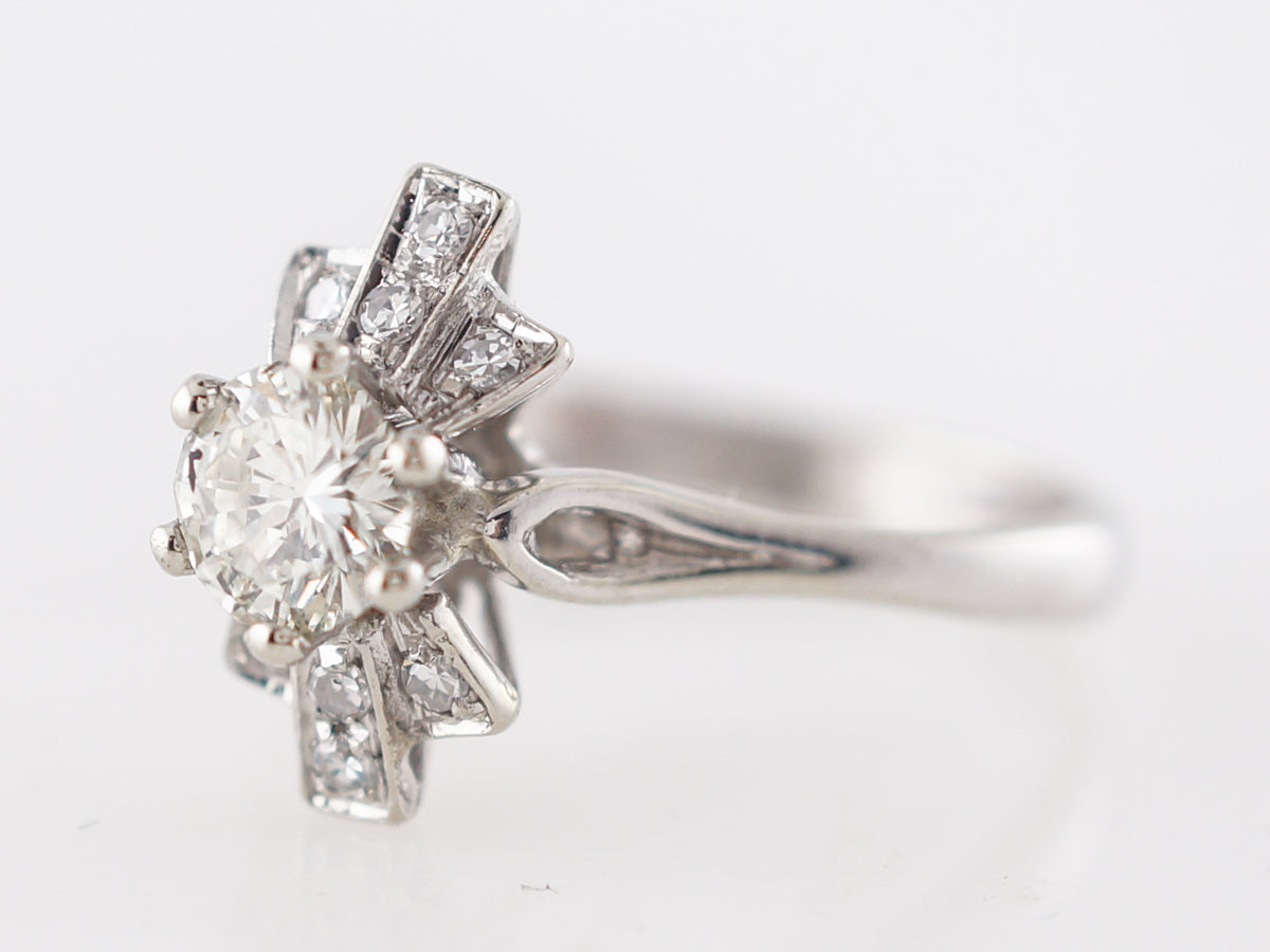 Vintage Diamond Mid Century Wedding Ring Style - 1950's Mid Century Rose Gold Grooved Edge Starburst Diamond Wedding Ring - 4mm Wide