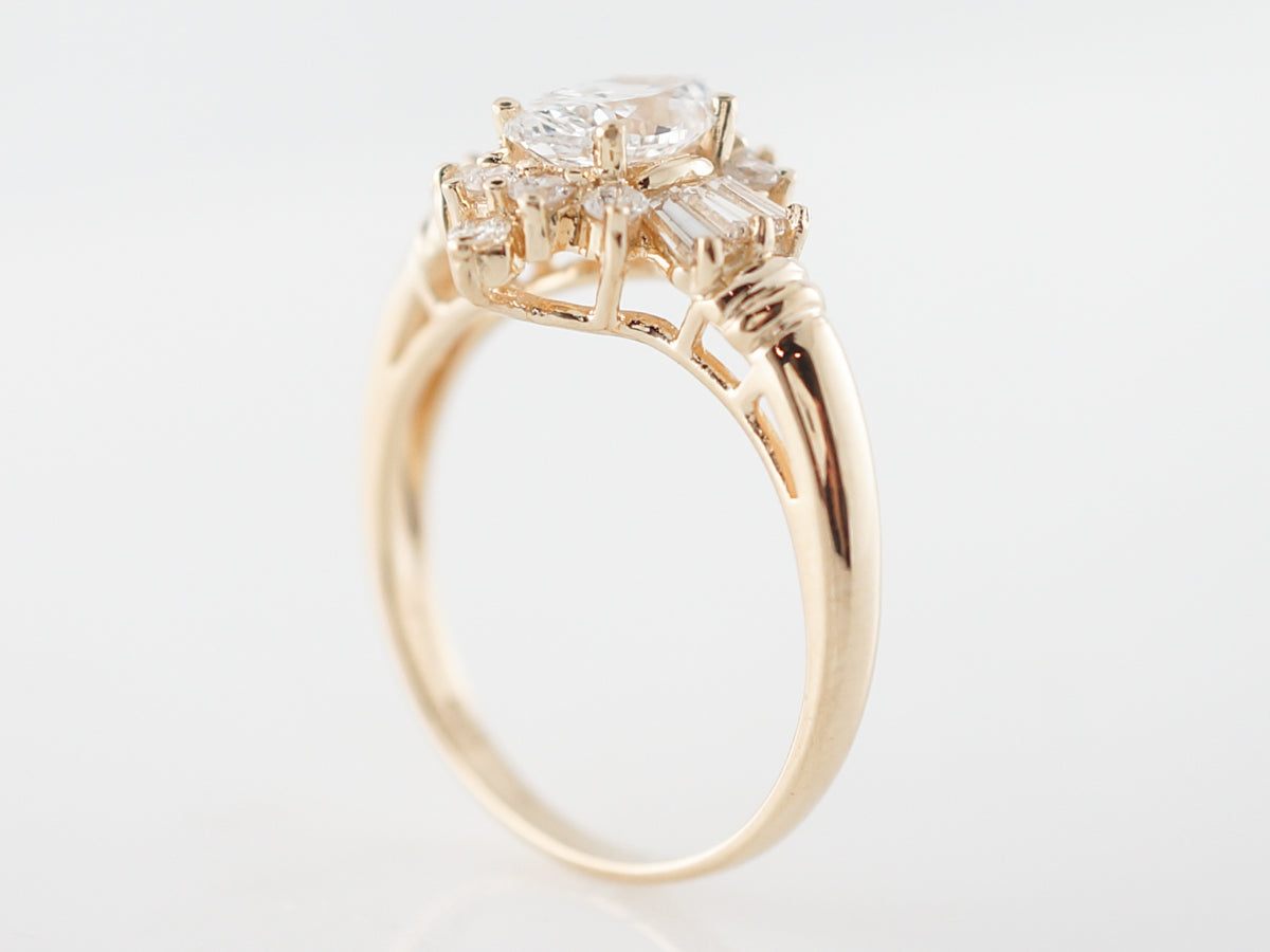 Vintage 1950's Marquis Diamond Engagement Ring in Yellow Gold