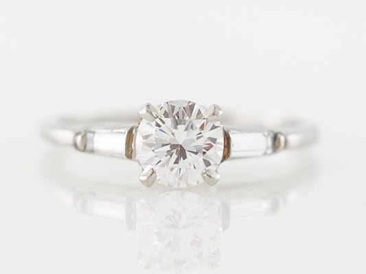Classic Solitaire Engagement Ring w/ Baguette Accents