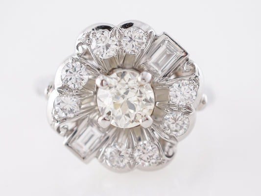 Vintage 1950's Diamond Cluster Engagement Ring in Platinum