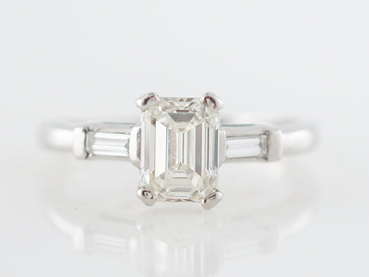 1950's Emerald Cut Diamond Vintage Engagement Ring in Platinum