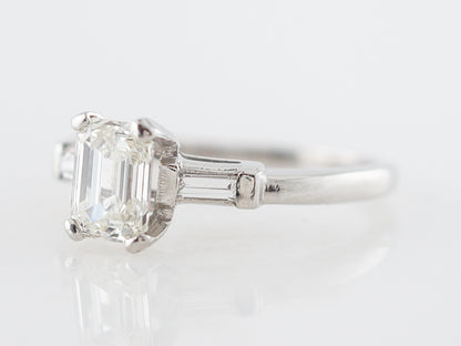 1950's Emerald Cut Diamond Vintage Engagement Ring in Platinum