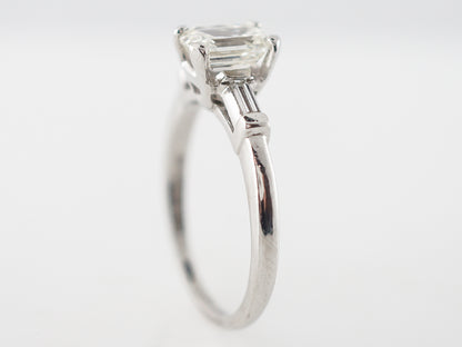 1950's Emerald Cut Diamond Vintage Engagement Ring in Platinum