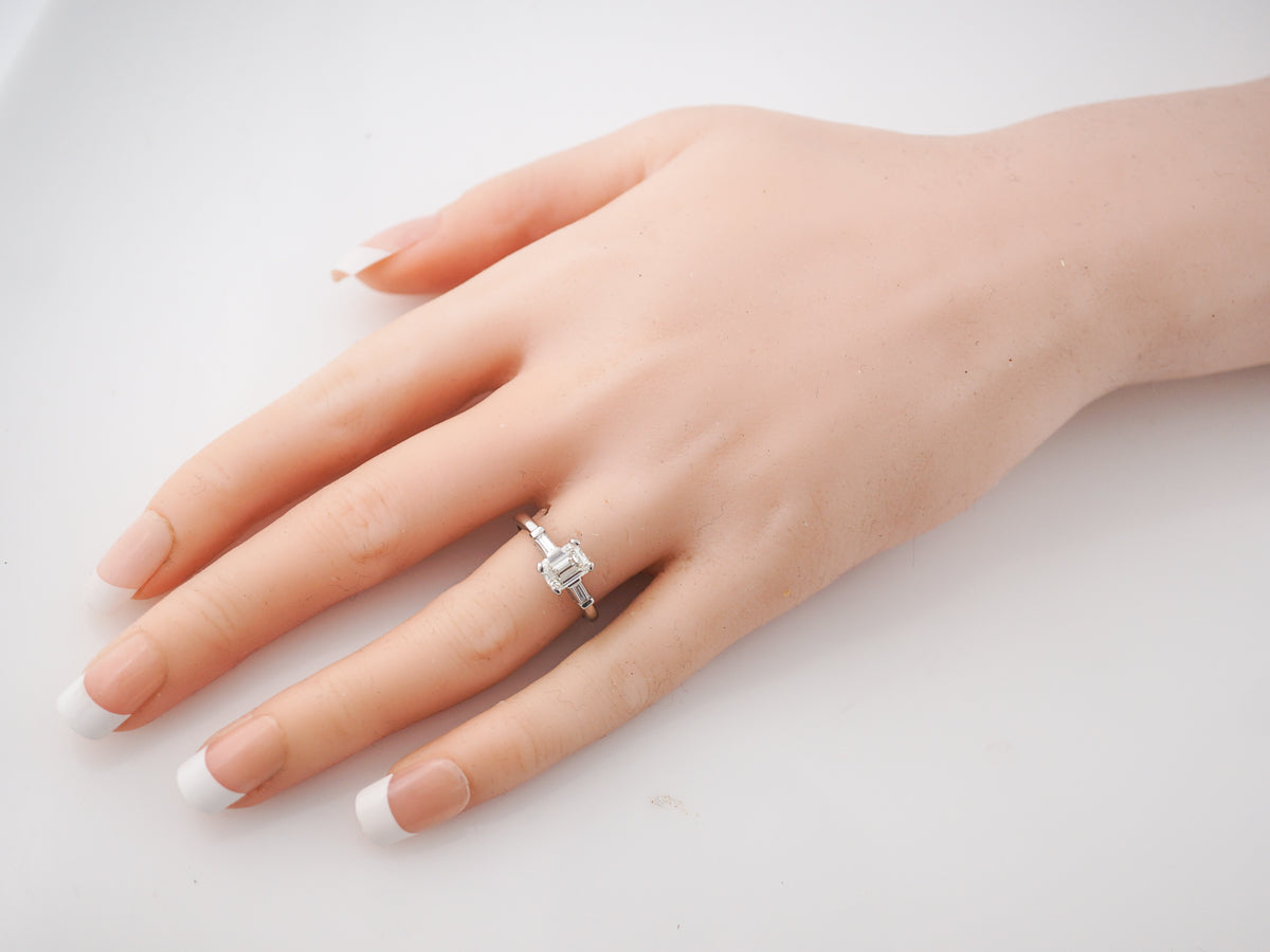 Vintage Engagement Ring Mid Century 1.01 Emerald Cut Diamond in Platinum 6