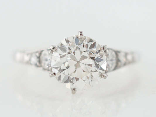 Vintage Engagement Ring Mid-Century GIA 1.87 Old European Cut Diamond in Platinum