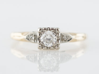 Vintage Solitaire Diamond Engagement Ring in 14k Yellow & White Gold