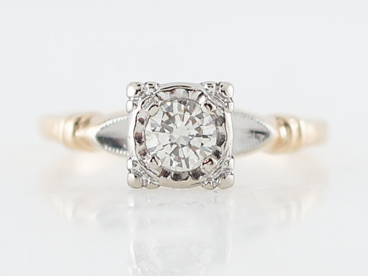 Retro 1940's Two-Tone Diamond Solitaire Engagement Ring